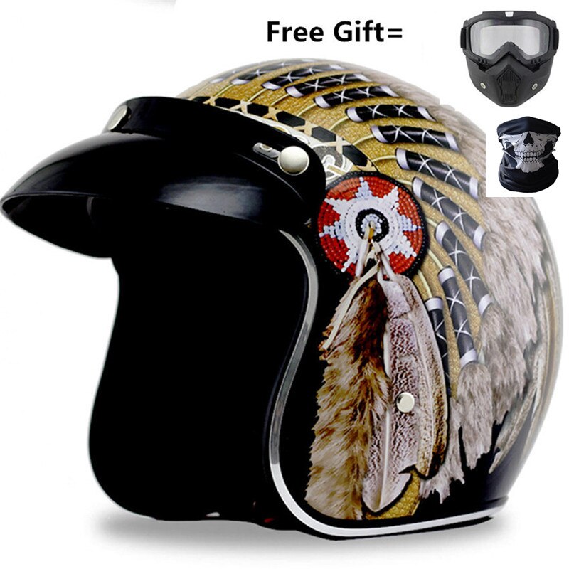neue moto helm indische druck casco capacete moto rcycle helm 3/4 open gesicht vintage moto kreuz helme S ~ XXL