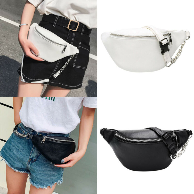 Vrouwen Solid Wit Zwart Pu Lederen Heuptas Purse Schoudertassen Lady Casual Taille Packs Bum Zakken Fanny Pack