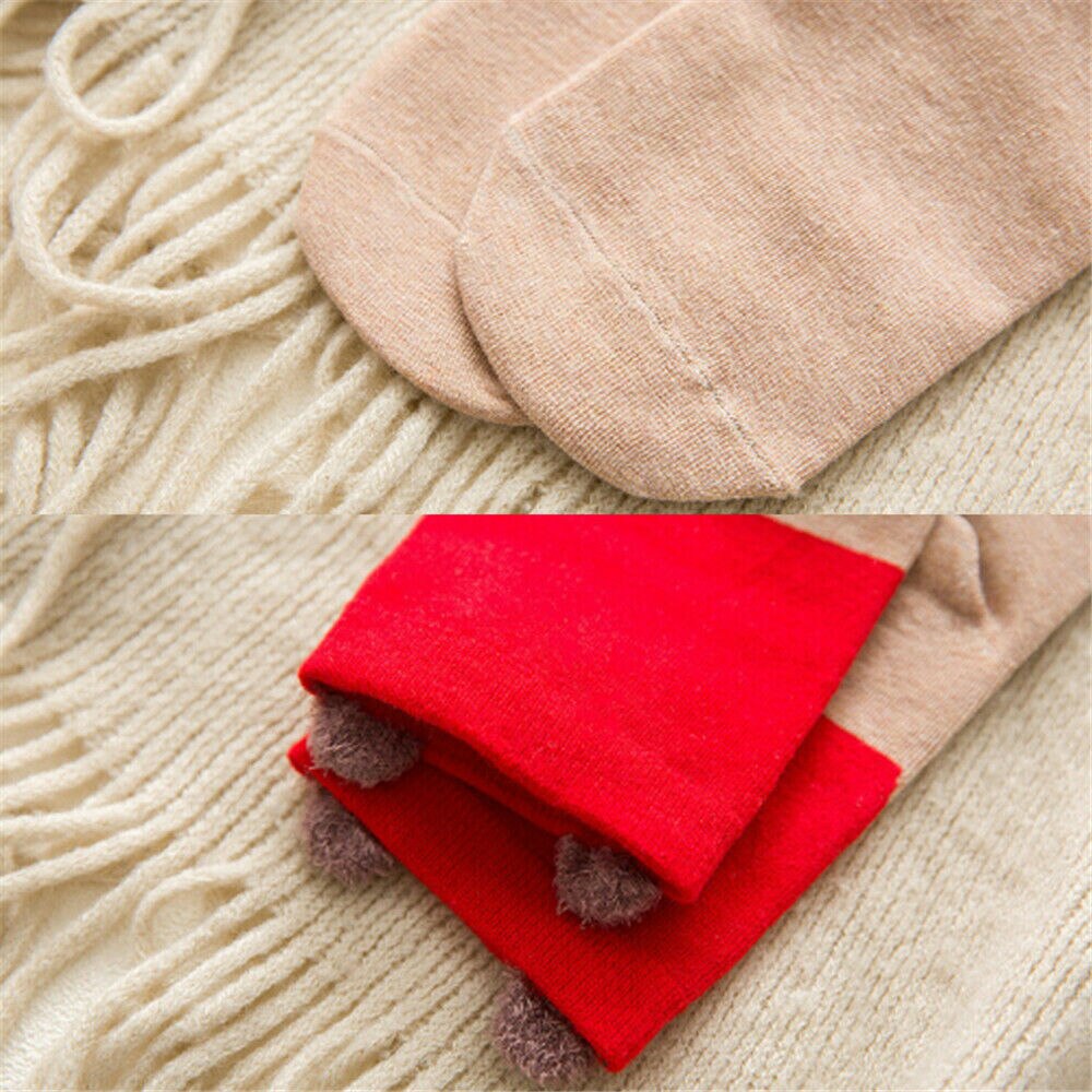 Chaussettes de noël, 1 paire, pour enfants, filles et garçons, chaussettes de noël, automne, éponge rayée, flocon de neige, élan, ours noël