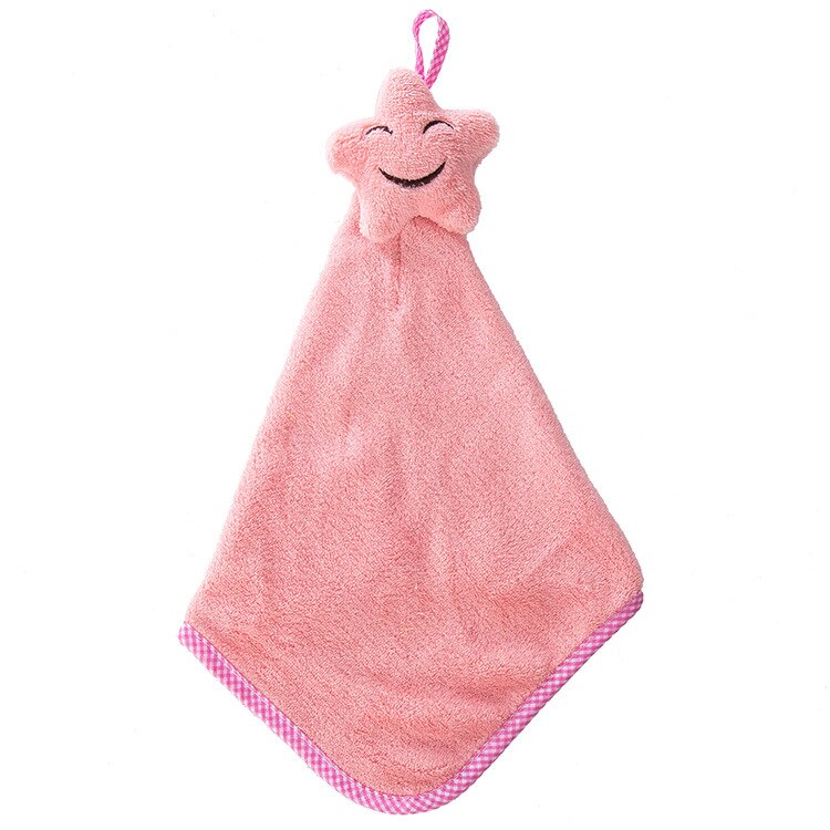 Cartoon Glimlach Handdoek Kinderen Microfiber Hand Droge Handdoek Voor Zachte Pluche Stof Absorberende Hangen Handdoek Keuken Badkamer Gebruik: Roze