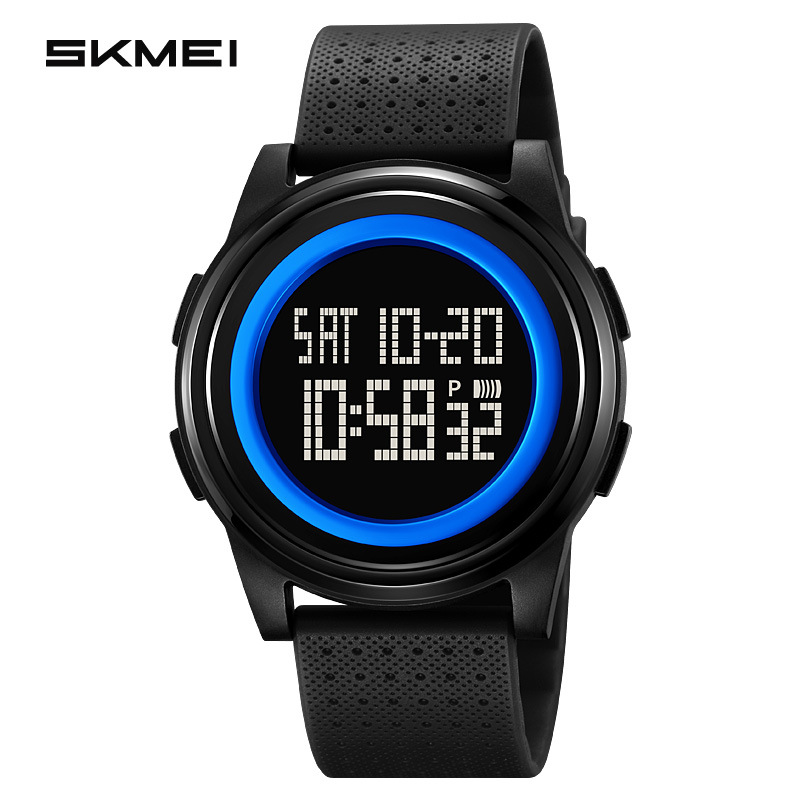 Skmei Men's Watch Personality Large Dial Electronic Watch Unisex Student Sports Multi-Function Waterproof Electronic Watch: WHITE