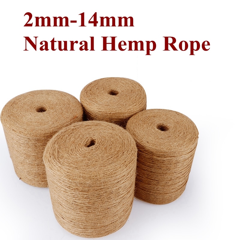 Naturlig jute uden farvet gør-det-selv håndværk hamp reb hænge mærke flaske indpakning snore tråd håndværk dekoration jute reb 2mm 8mm 10mm- 14mm
