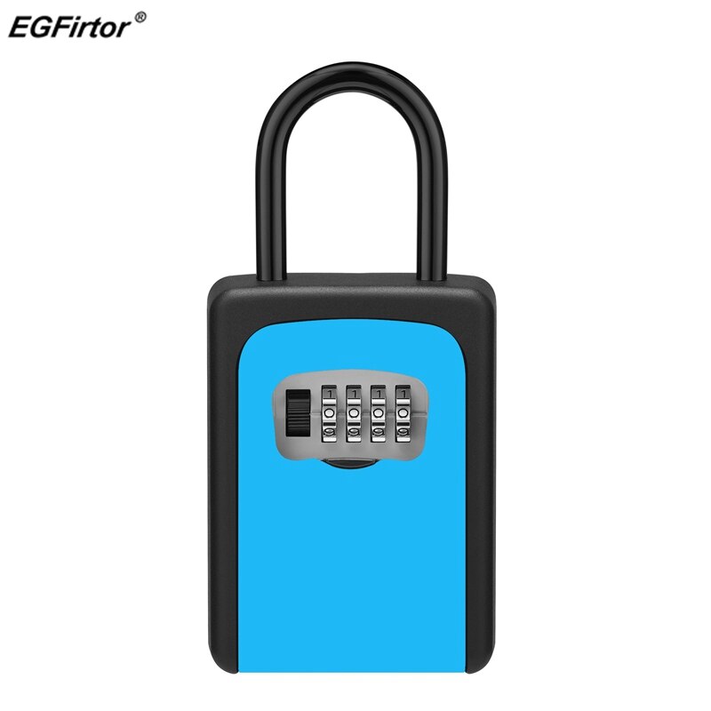 Smart Key Box Storage Password Padlock Security Home Outdoor Waterproof Smart Padlock For Keys: Blue