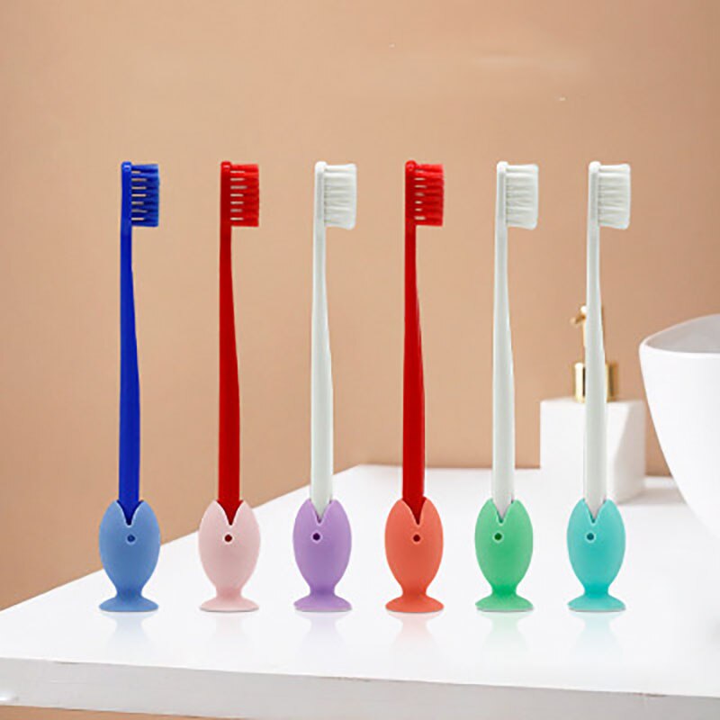 Cute Cartoon Fish Silicone Toothbrush Holder,45mm Mini Toothbrush Base Bathroom Toothbrush Storage Tool Toothbrush Bracket: 1Pcs Random Color
