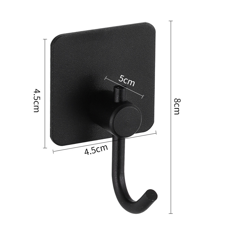 Self Adhesive Wall Hooks Towel Holder Bathroom Door Key Cloth Coat Robe Hanger Kitchen Hardware Rack Bag Hook Organizer: black