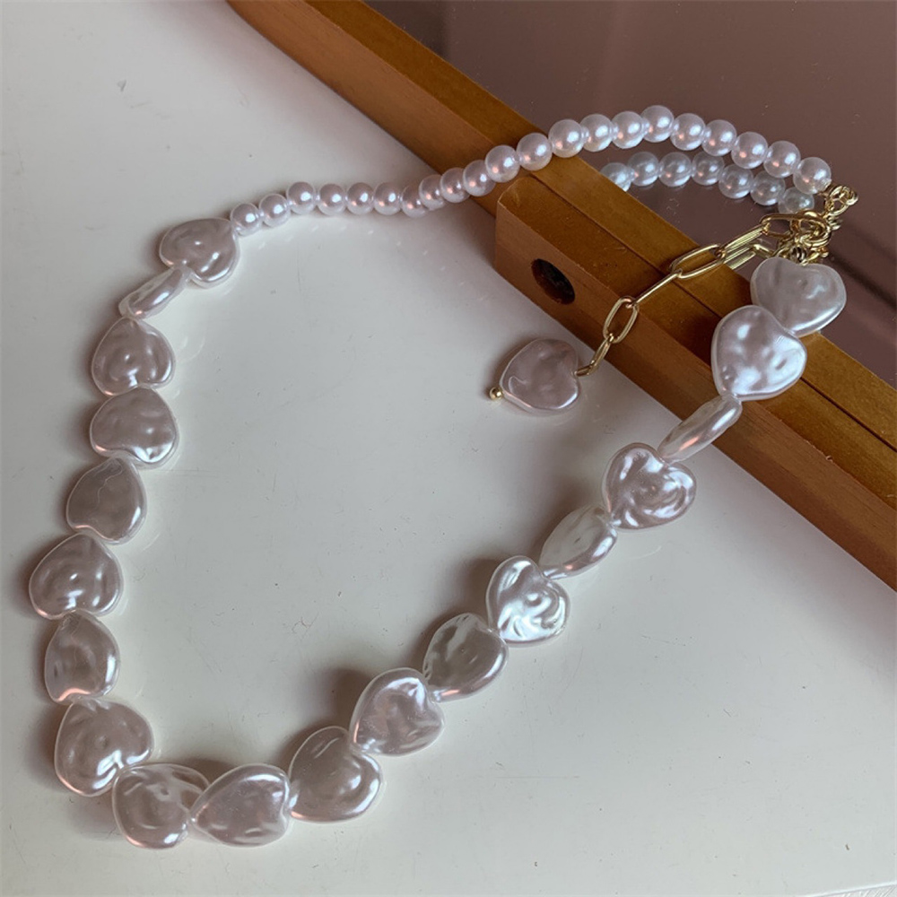Collier ras du cou en perles vintage pour femme, bijoux de fête de mariage, forme de cœur, colliers de la présidence, tendance élégante, blanc, 216.239., X278