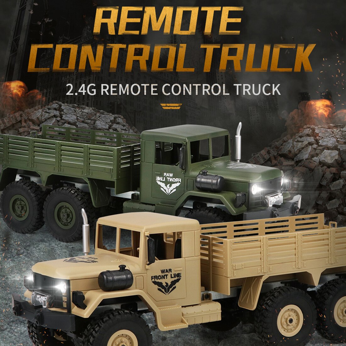 1:16 2.4G 4/6WD RC camions camion militaire escalade voiture tout-terrain véhicule RC militaire modèle de voiture jouet télécommande jouets-jaune