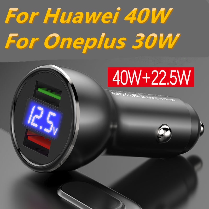 Voor Huawei Auto Super Lader 40W 22.5W 30W Warp Dual Usb Snel Opladen Adapter Voor Mate 30 20 Pro 5G 10 9 P40 P30 Pro P20 Oeplus