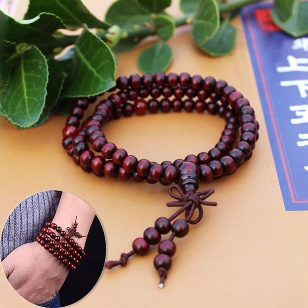 1Pcs Sandelhout Bead Mala Boeddhistische Boeddha Meditatie 108 Gebed Armband Vrouwen Mannen Kralen Armbanden 6Mm