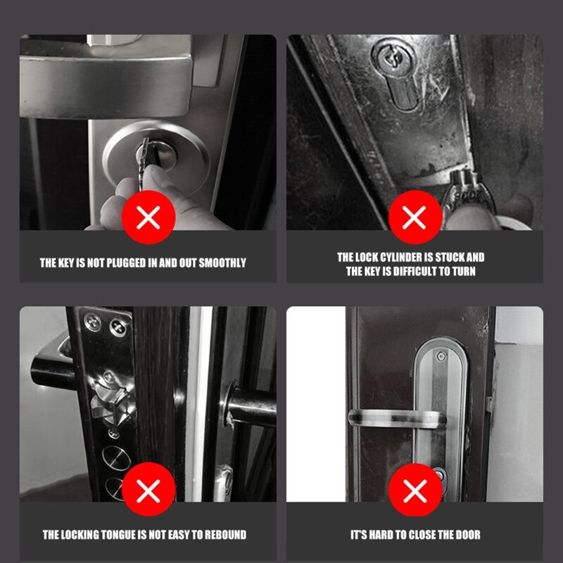 Pó de grafite da manutenção do fechamento da porta interior do pó da grafite do lubrificante do fechamento 60ml para as dobradiças das travas que deslizam a superfície