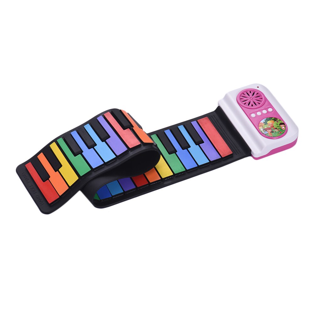 49-Key Draagbare Roll-Up Piano Silicon Elektronische Toetsenbord Kleurrijke Toetsen Ingebouwde Speaker Muzikale Speelgoed voor Kinderen Kids