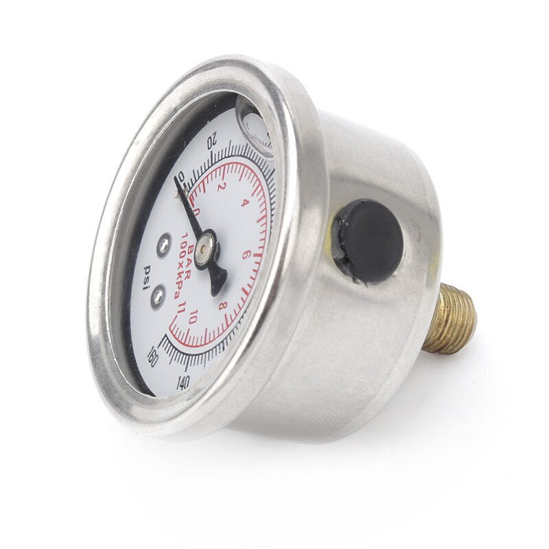 Fuel Pressure Gauge Liquid 0-160 psi Oil Press Gauge Fuel Gauge White Face Universal 1/8 NPT