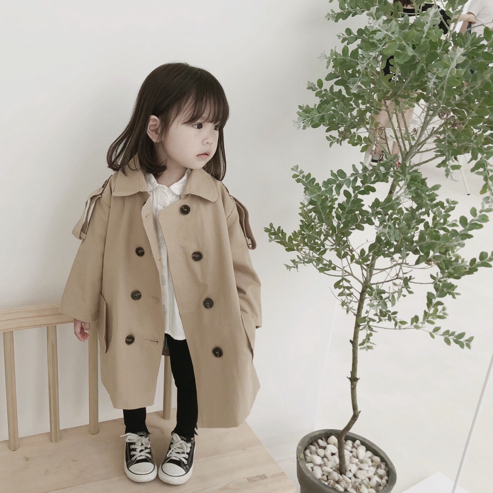 Efterår koreanske børn trenchcoat drenge og piger lang frakke toddler langærmet overfrakker børn tøj outwear