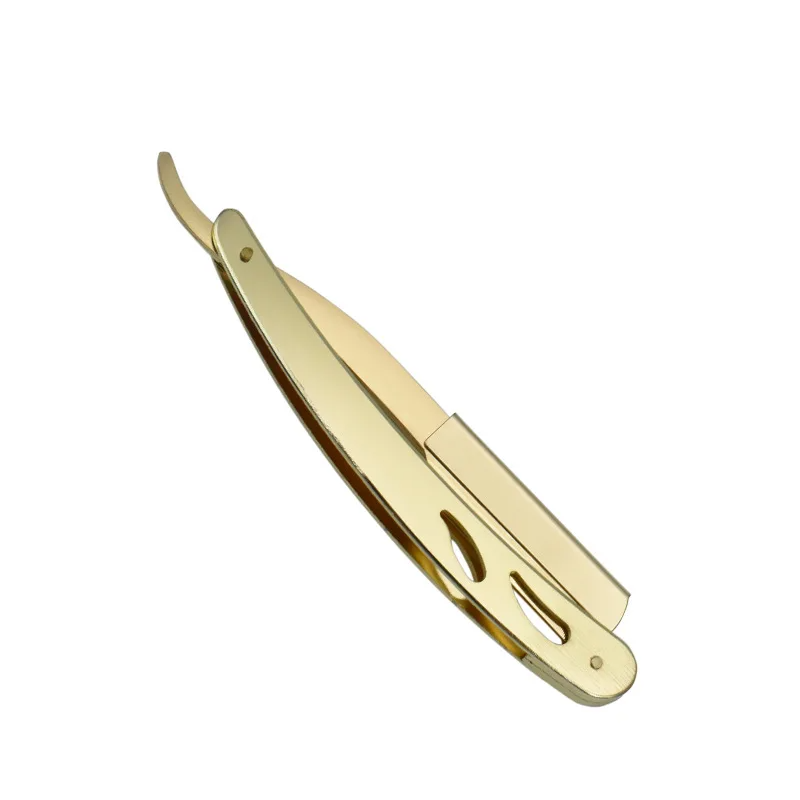 Barberos, maquinilla de afeitar Manual, juego de cepillos para Barba, depilación de borde recto para hombres, maquinilla de afeitar para salón, corte de pelo, barba, herramientas de afeitado de cejas con 10 hojas: COFFEE