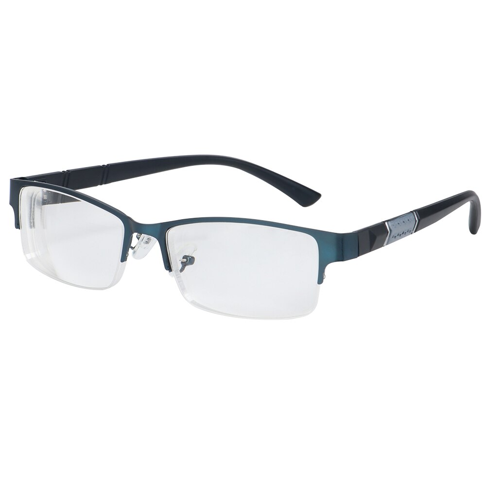 1Pc Unisex Leesbril Metalen Half Frame Vierkante Bijziendheid Brillen 0 -1 -1.5 -2 -2.5 -3 -3.5 -4 -4.5 -5 -5.5 -6: -200 / Blue