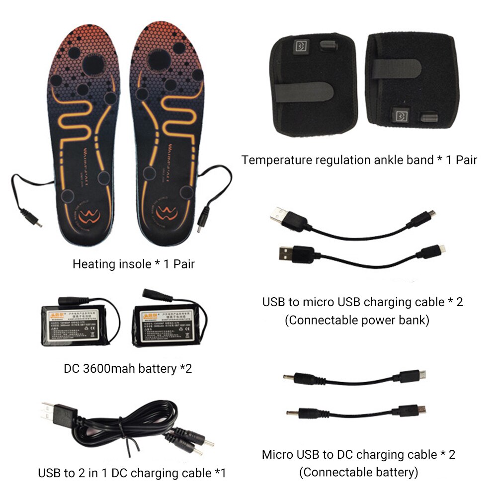 Semelles chauffantes USB pour Ski d&#39;hiver, chauffantes, chauffantes, thermiques, électriques, à piles, pour Sports de plein air