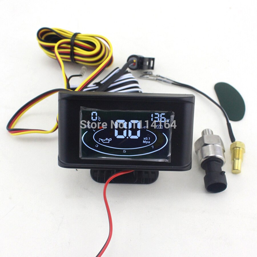 Automobiles Gauges LCD 3 in 1 Gauge Meter 12v/24v Car Oil Pressure Gauge + Voltmeter Voltage Gauge + Water Temperature Gauge