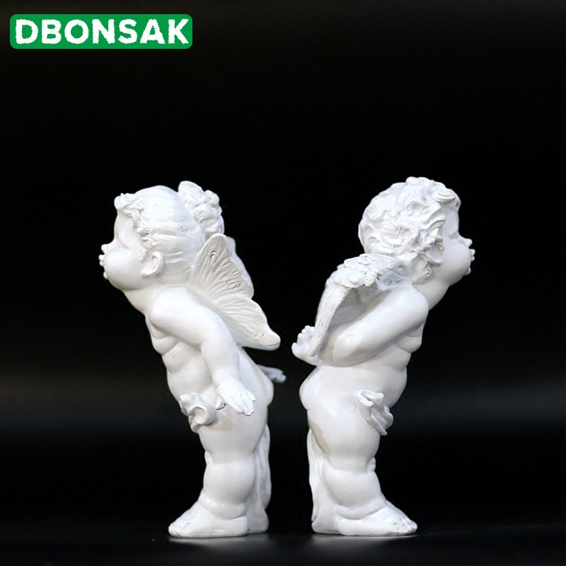 Ett par kyss ängel ornament harts ängel skulptur cupid ängel staty bröllopsfotografering rekvisita vardagsrum sovrum dekorationer