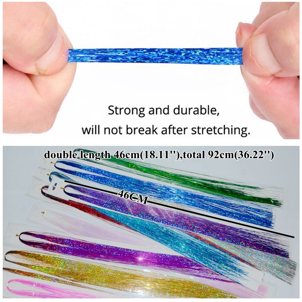 100 stande 92cm factory sparkle glitter hair glitter dazzle tinsel party hair extension ready stock