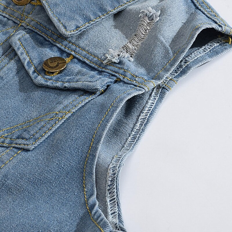 Gescheurd denim vest herenjas mouwloos casual vest heren spijkerjas 5xl slim fit cowboy herenjas