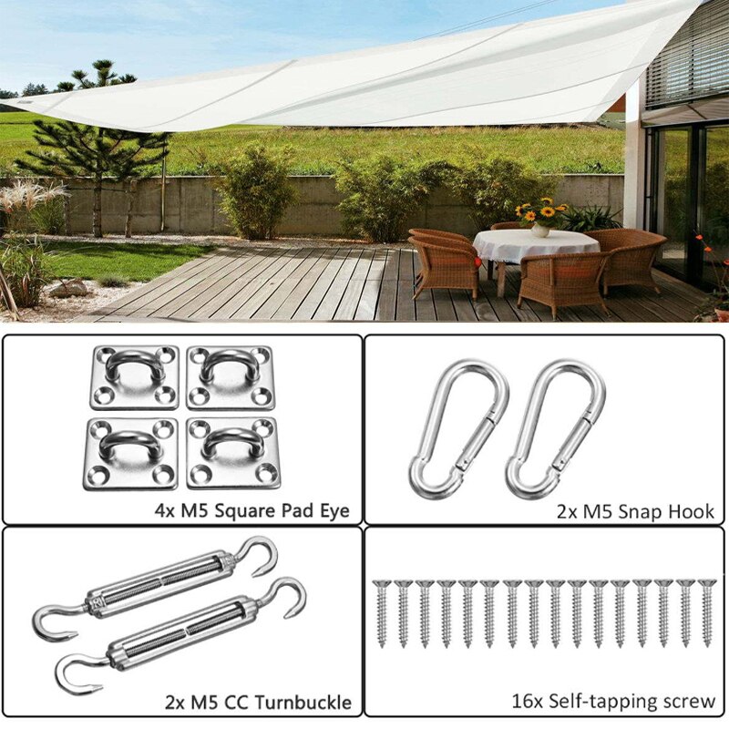 24Pcs Zon Shade Sail Canopy Accessoires Voor Rechthoek Of Vierkant Zonnezeil Vervanging Montage Rvs Kit Tools