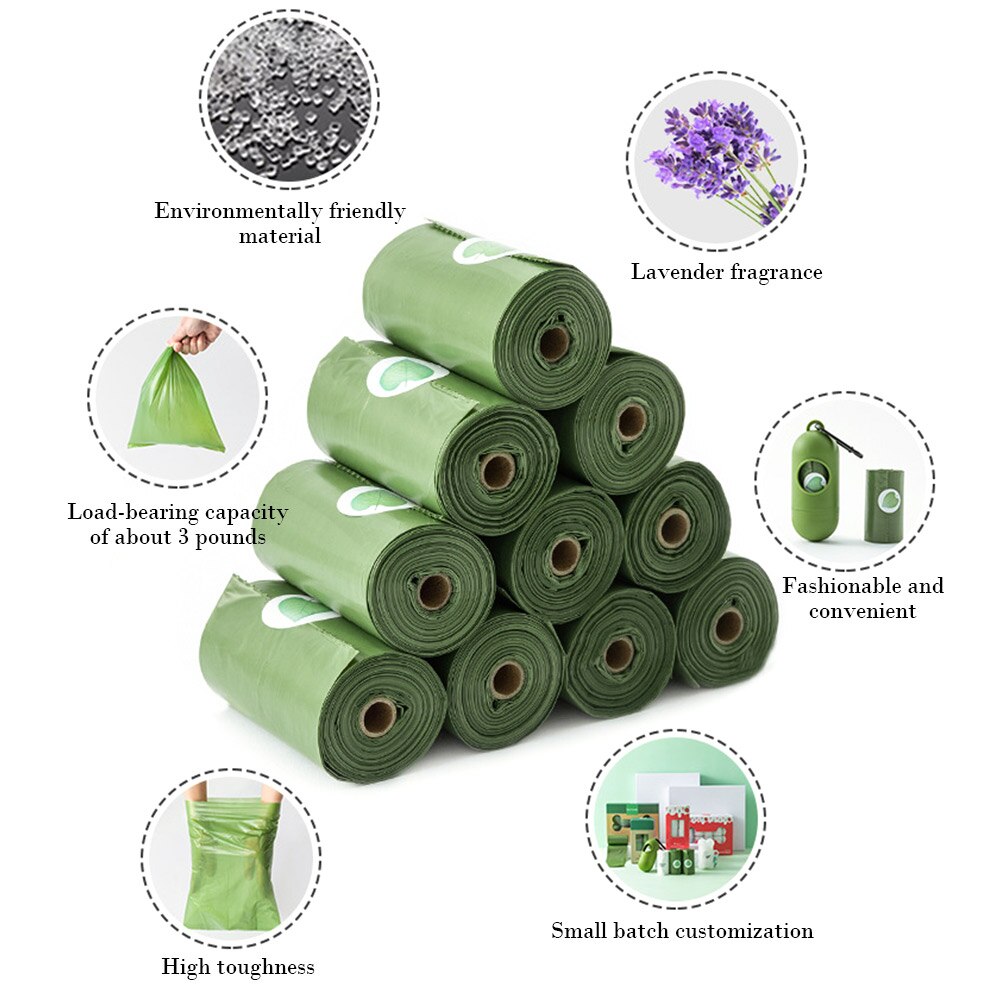 Dog Poop Bag Biodegradable Dog Poop Bags Eco-Friendly Pet Waste Pouch Clean Up Refill Rolls Pet Poop Pouch Dispenser