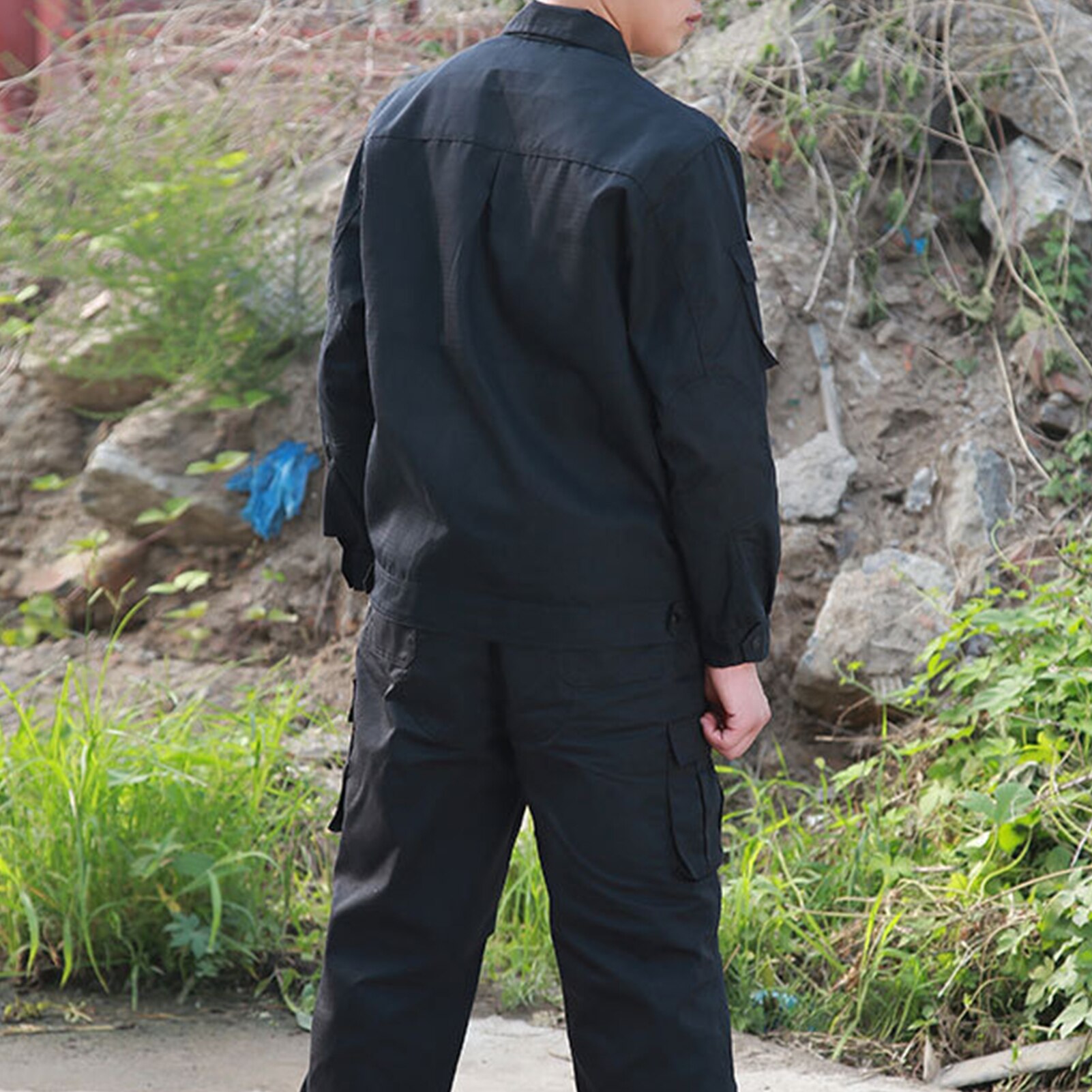 Mono de manga larga con cremallera para hombre, abrigo con bolsillos, pantalones Cargo, traje de trabajo, uniforme, conjunto de