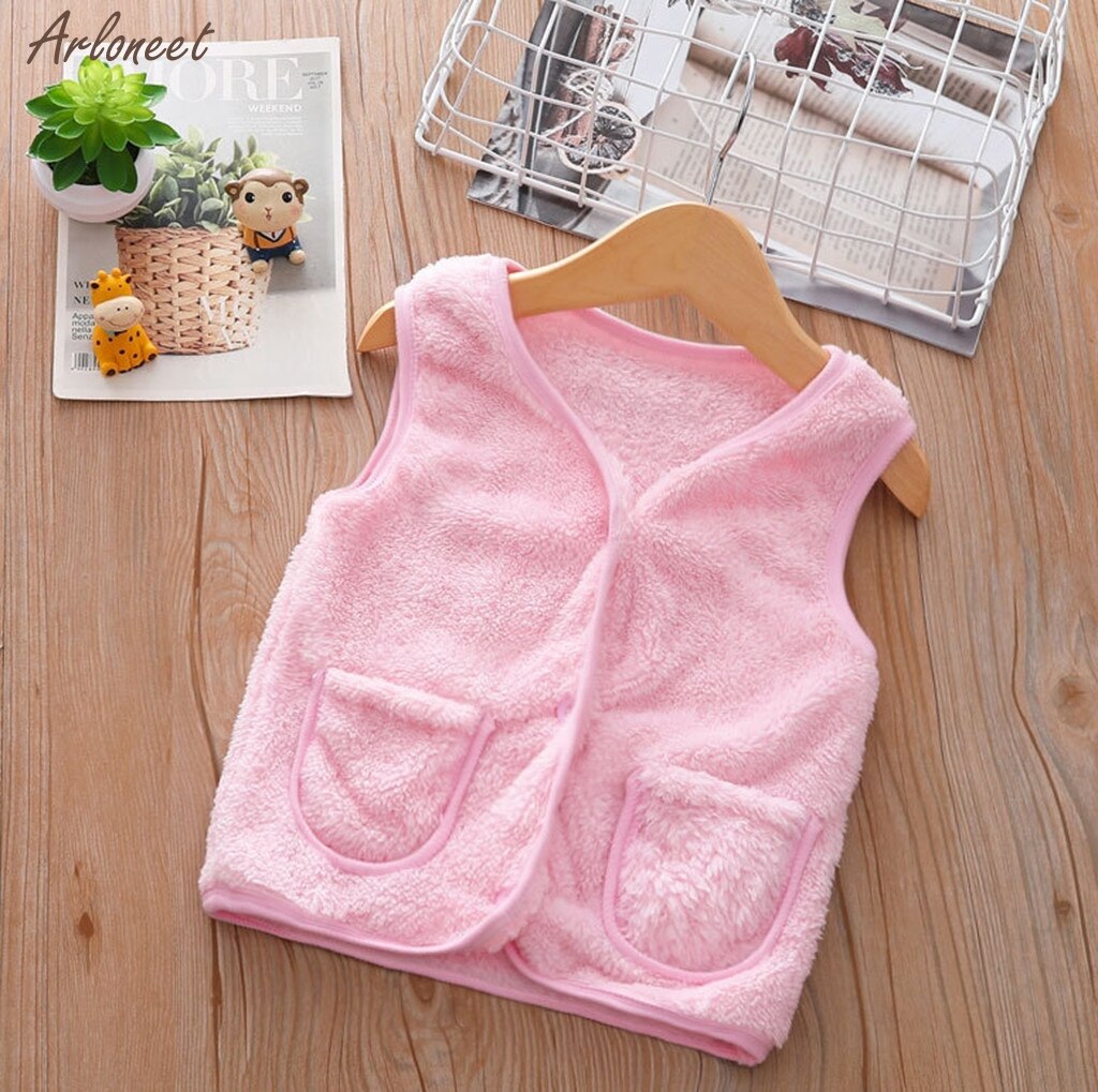 Baby Vest Peuter Baby Kids Jongens Meisjes Winter Warm Solid Jas Uitloper Kleding Vest Baby Jas jas