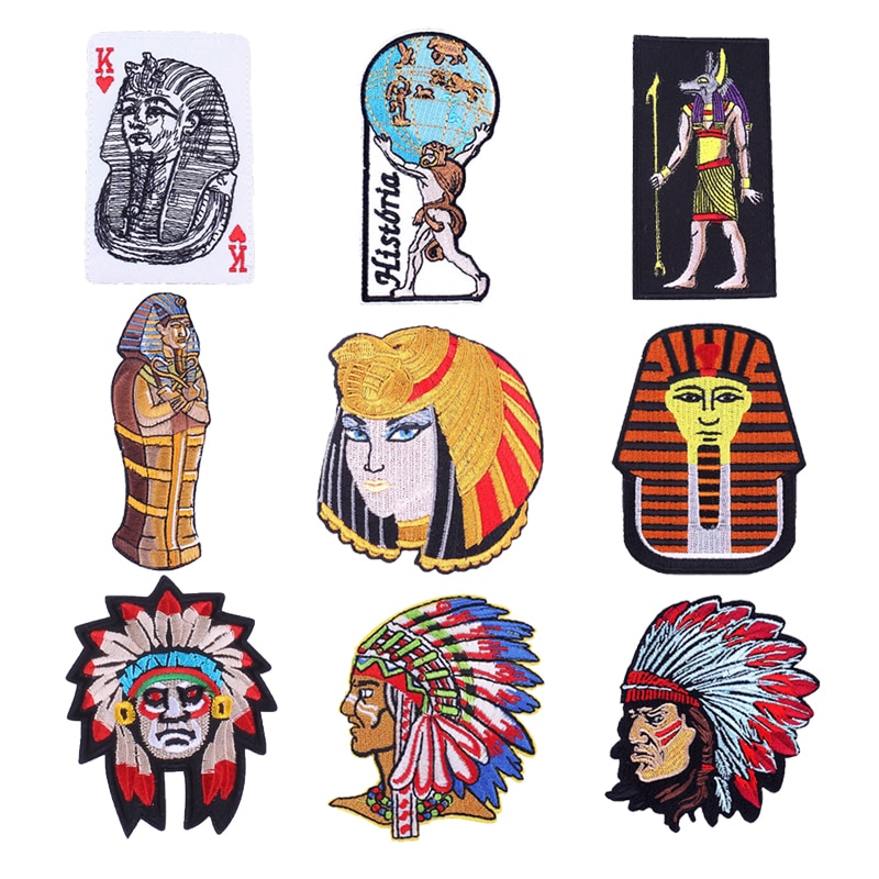 Egyptische Farao Iron On Patches Op Kleding Strepen Stickers Badge Op De Rug Indiase Cool Applique Voor Ambachten Borduren Patch