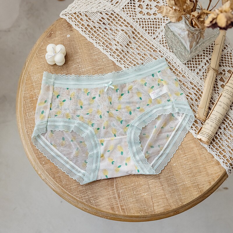 Sweet Fresh Floral lace Mid-rise Seamless Panties women summer Girly mesh Panties lingerie women Panties N685