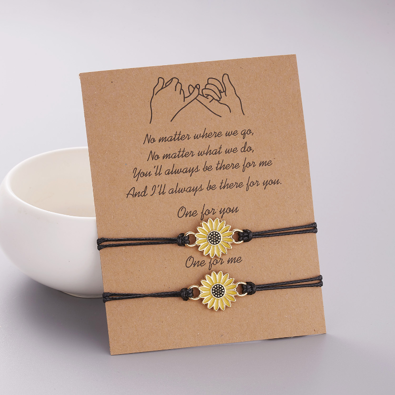 2 teile/satz Charme Paar Freundschaft Armband Liebe Herz Daisy Vulkanischen Stein Perle Armreifen Armband Für Frauen Männer Glück Merk Schmuck