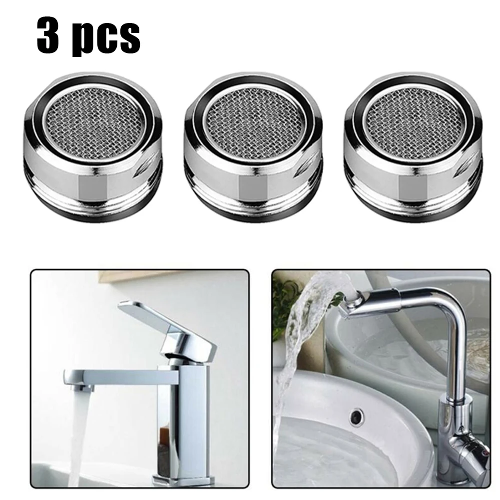 3x Messing wassersparende Wasserhahn Wasserhahn Belüfter austauschbarer Filter gemischte Düse M24 24mm Gewinde Badezimmer Wasserhahn Bubbler Badezimmerteile