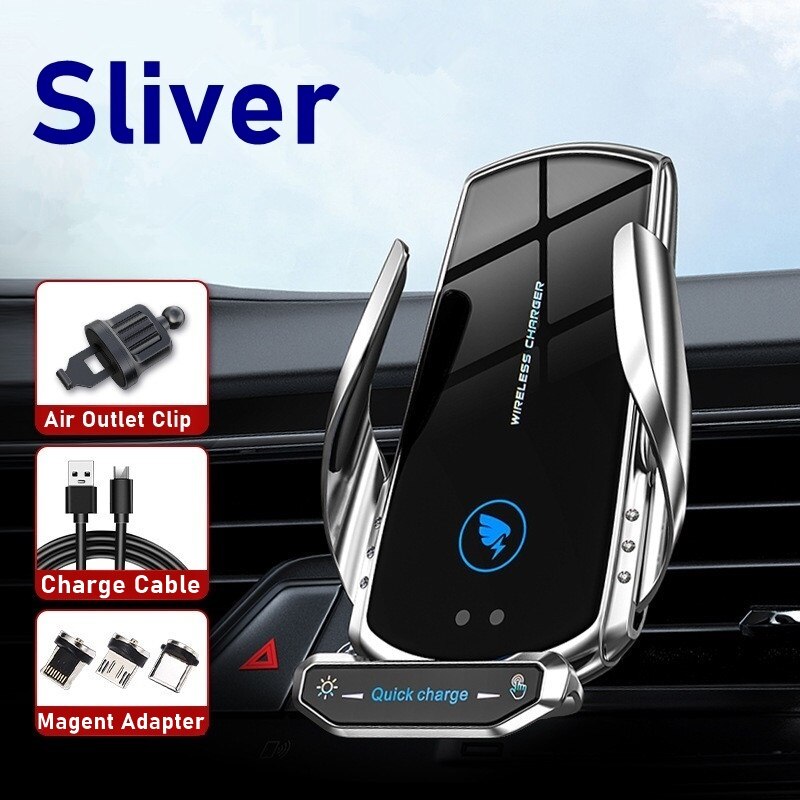 15W Car Wireless Charger Stand For Iphone 12 11 XS XR 13 8 Plus In Car Holder Magnetic Charger For Iphone 7 6 Se Samsung S21 S20: Add Sucker / Sliver