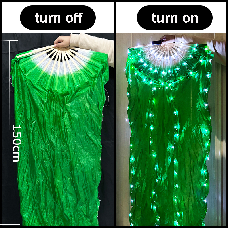 10inches Glow Folding LED Fan Dancing Light Fan Night Show Halloween Christmas Rave Accessories Carnival Supplies Dance Hand Fan: Beige