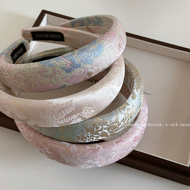 Nueva diadema bordada china, diadema de Jacquard de estilo chino para mujer, aro para el pelo , banda para el pelo con calavera alta, tocado vintage