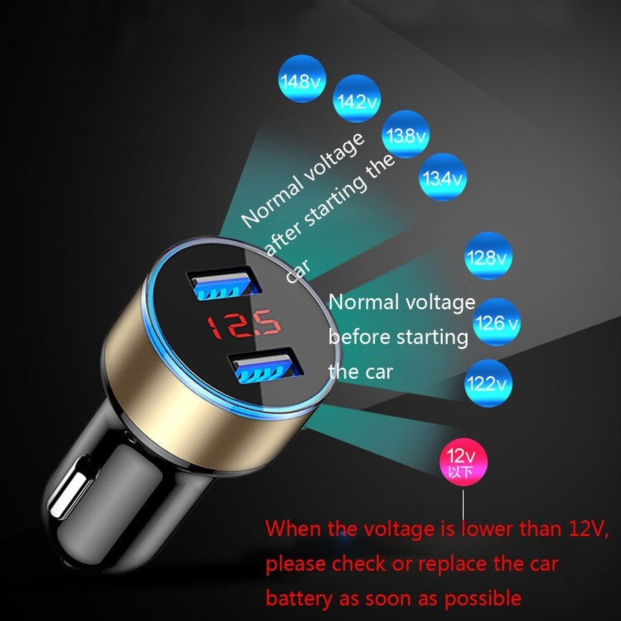 Chargeur universel double USB 3.1A pour voiture, avec affichage LED, pour téléphone portable, Xiaomi, Samsung note S8, iPhone 6, 6s, 7, 8 Plus