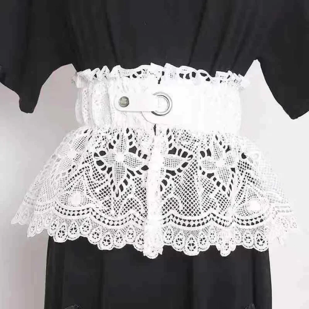Cinturón de encaje para mujer, cinturón elástico a la , cinta con hebilla Mental, cinturón de cuero, falda, camisa, vestido, abrigo, decoración