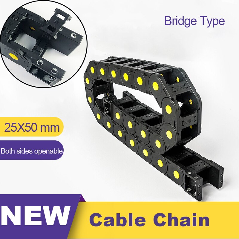 25x50 Nylon Mochine Towline 25 Plastic Cable Chain Drag Chain Transmission Chains Bridge Type L 1m 25*50