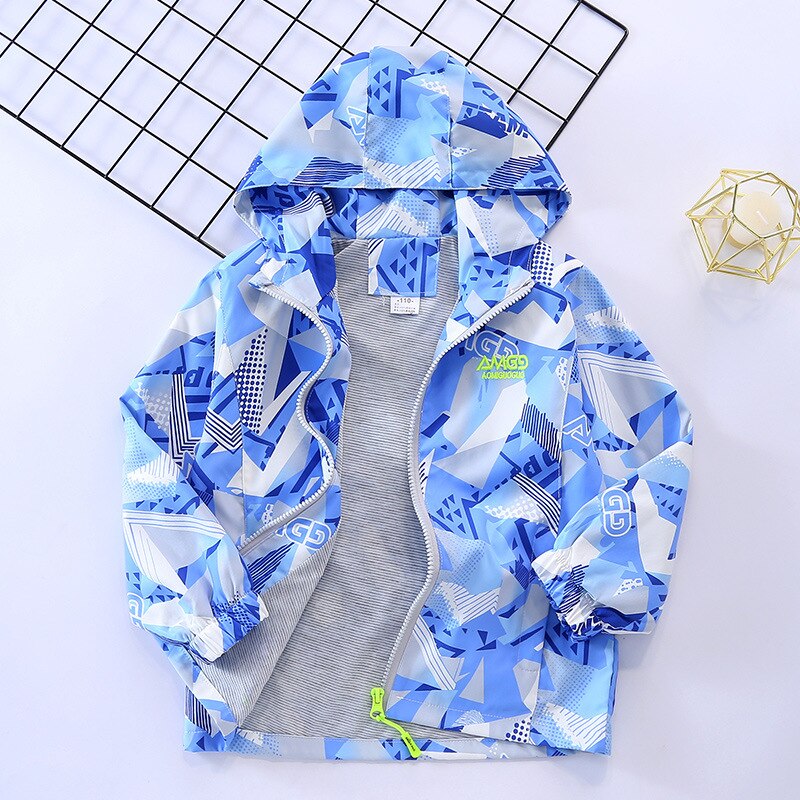 Boy's thin coat spring and autumn children's clothing 2022 windbreaker middle-aged children's tops jackets 4-12 years old: Blue / 4