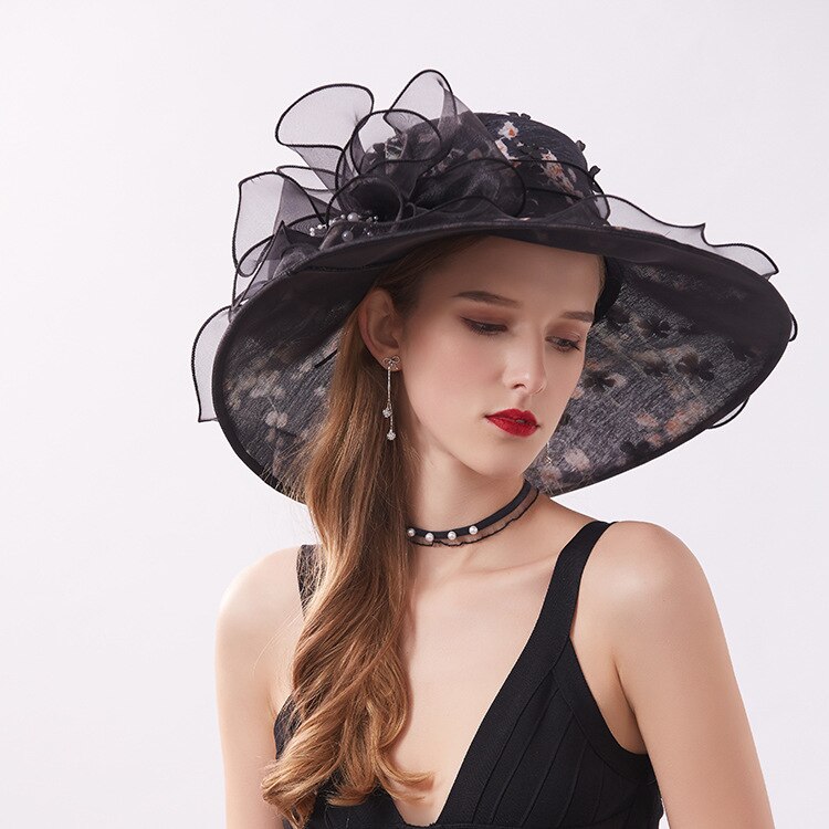 Sorte bryllup hatte til brude fascinators aften hatte kvinder formelt hår bryllup tilbehør 6 farver brude