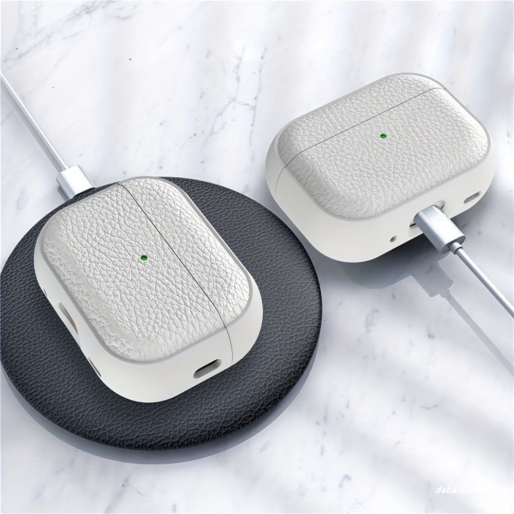 Lyxigt hörlursfodral med litchihudsmönster till airpods 1 2 3 med hänge, skyddande skal, mjukt fodral till airpods pro 2