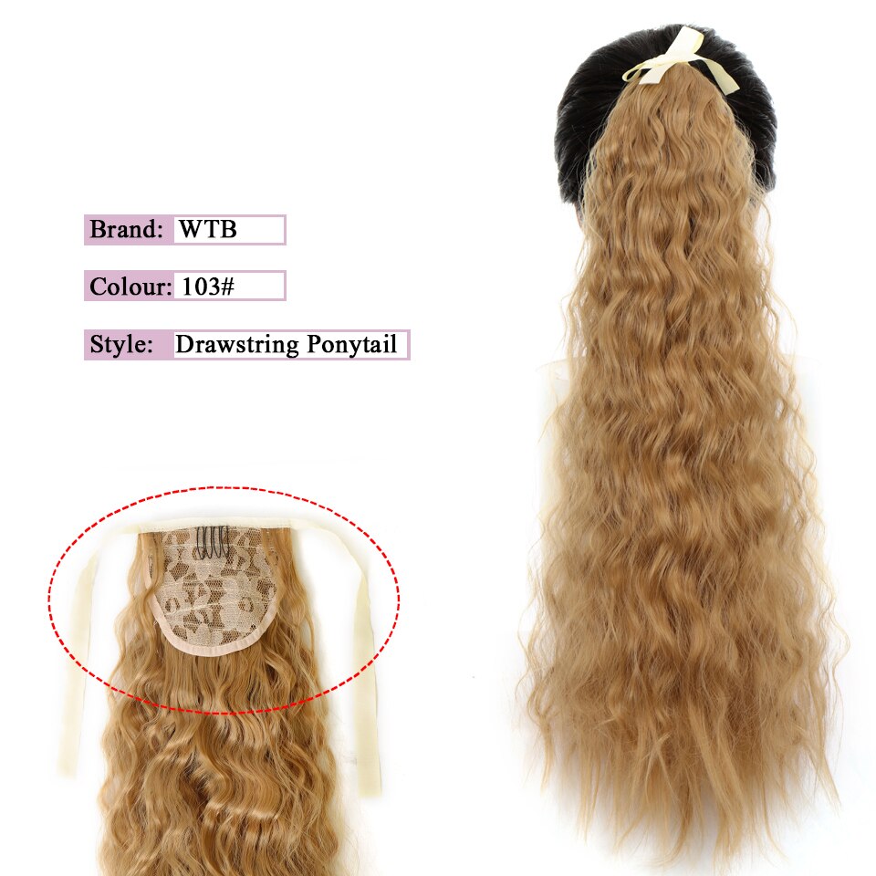 WTB-coletas rizadas cortas sintéticas para mujer, coletas onduladas con cordón resistente al calor, color negro y marrón