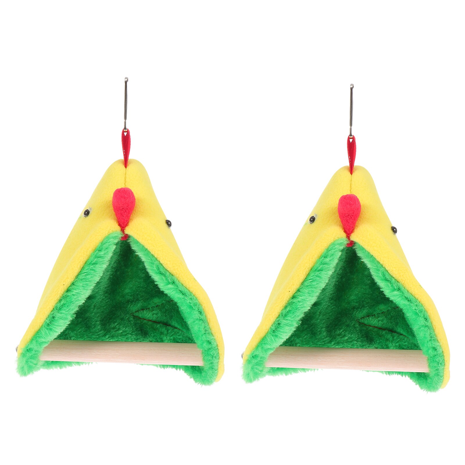 2 Sets Triangle Bird's Nests with Bird Standing Frame Bird Parrot Triangle Standing Nest