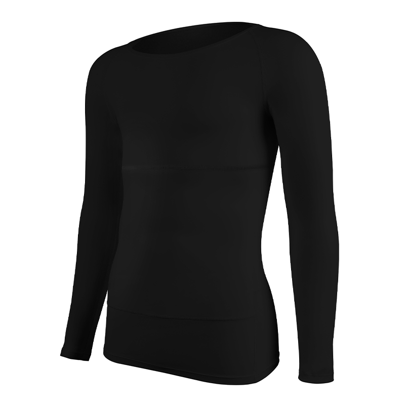 Herren Kompressionsshirt Unterhemd Schlankheits-Tanktop trainieren Langarm Bauch Bauch schlank Karosserie Gestalter: S / Schwarz