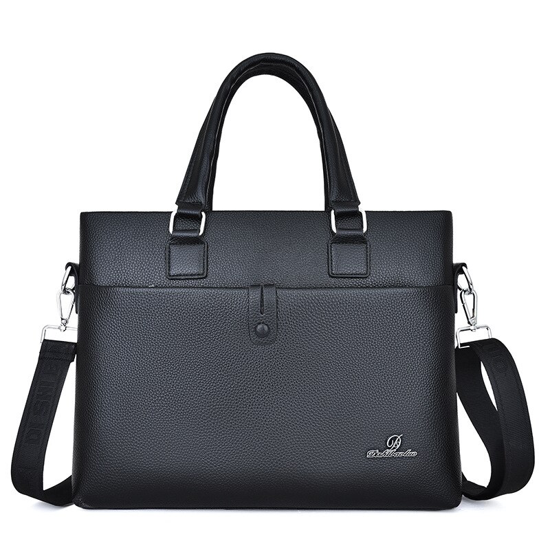 Men's Portable Computer Laptop Handbags Briefcase Large Capacity Attache Portfolio Bag Shoulder Crossbody Bag портфель мужской: Black horizontal