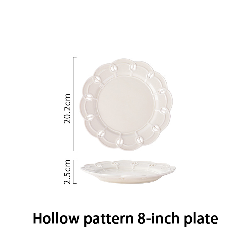 Dinner Set of Ceramic Dishes Plates for Food Full Ceramic Tableware Pattern French Serving Plate Ceramics Dish Complete: 8 inch cutout