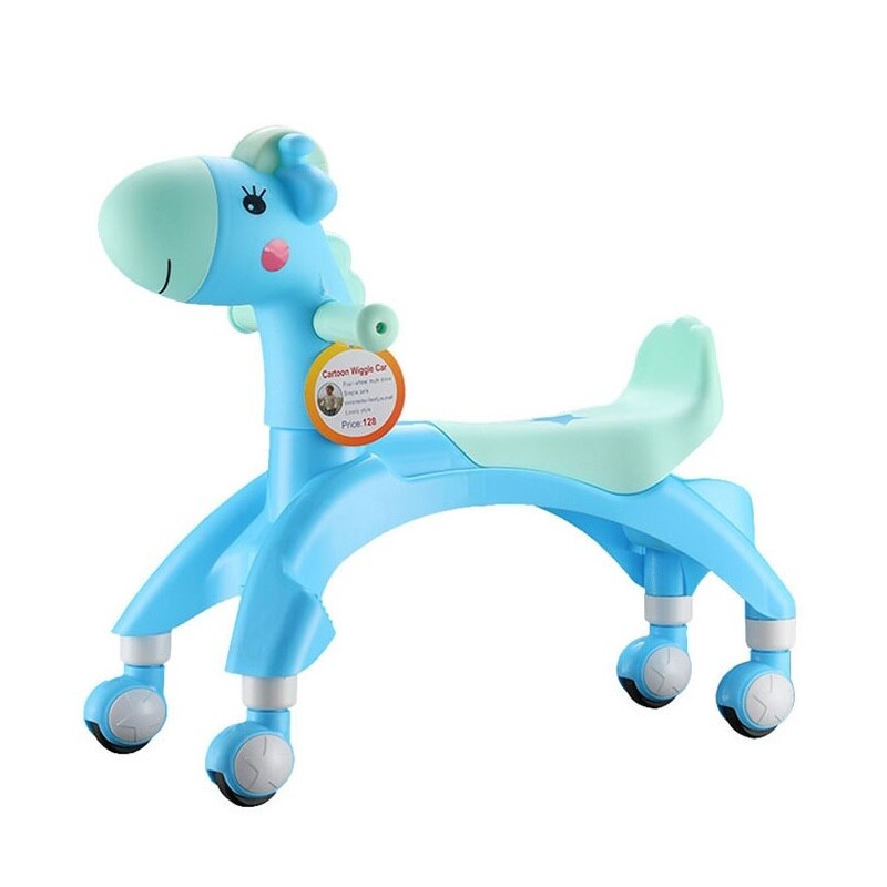 Bicicleta de equilibrio de dibujos animados para bebés y niños pequeños, juguete para aprender a caminar por primera persona: Azul