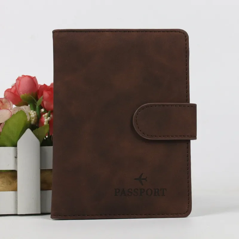 Lederen paspoorthouder covers case waterdichte reis creditcard portemonnee schattig paspoortboek voor dames/heren gesp paspoorthoes: GRIJS