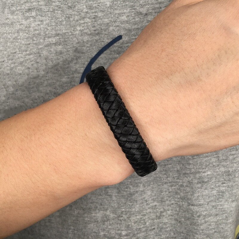Punk gevlochten leren armband voor heren, handgemaakt in zilverkleur, roestvrij staal, armband met magnetische sluiting, herensieraden