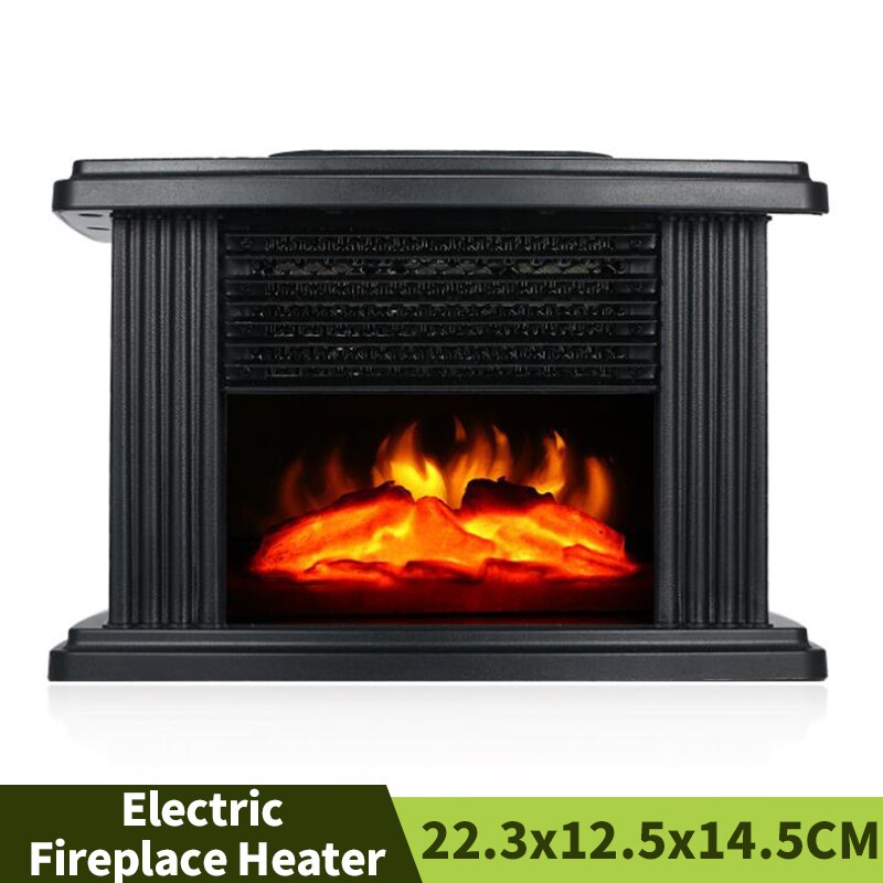 1000W EU Plug Electric Fireplace Indoor Home Living Room Bedroom Flame Heater Minitype Bench Top Fan With Remote Control